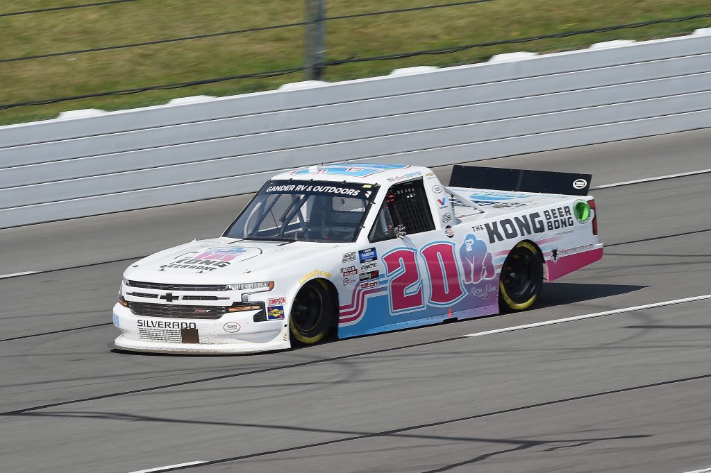 LONG POND, PENNSYLVANIA - JUNE 28: Spencer Boyd, driver of the #20 Kong Beer Bong Chevrolet, drives during the NASCAR Gander RV & Outdoors Truck Series Pocono Organics 150 to benefit Farm Aid at Pocono Raceway on June 28, 2020 in Long Pond, Pennsylvania. (Photo by Jared C. Tilton/Getty Images) | Getty Images