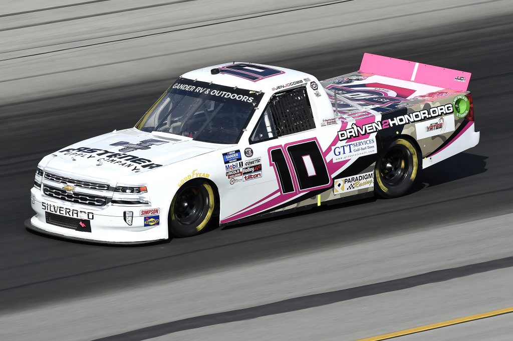 SPARTA, KENTUCKY - JULY 11: Jennifer Jo Cobb, driver of the #10 Fastener Supply Company Chevrolet, drives during the NASCAR Gander RV & Outdoors Truck Series Buckle Up In Your Truck 225 at Kentucky Speedway on July 11, 2020 in Sparta, Kentucky. (Photo by Jared C. Tilton/Getty Images) | Getty Images