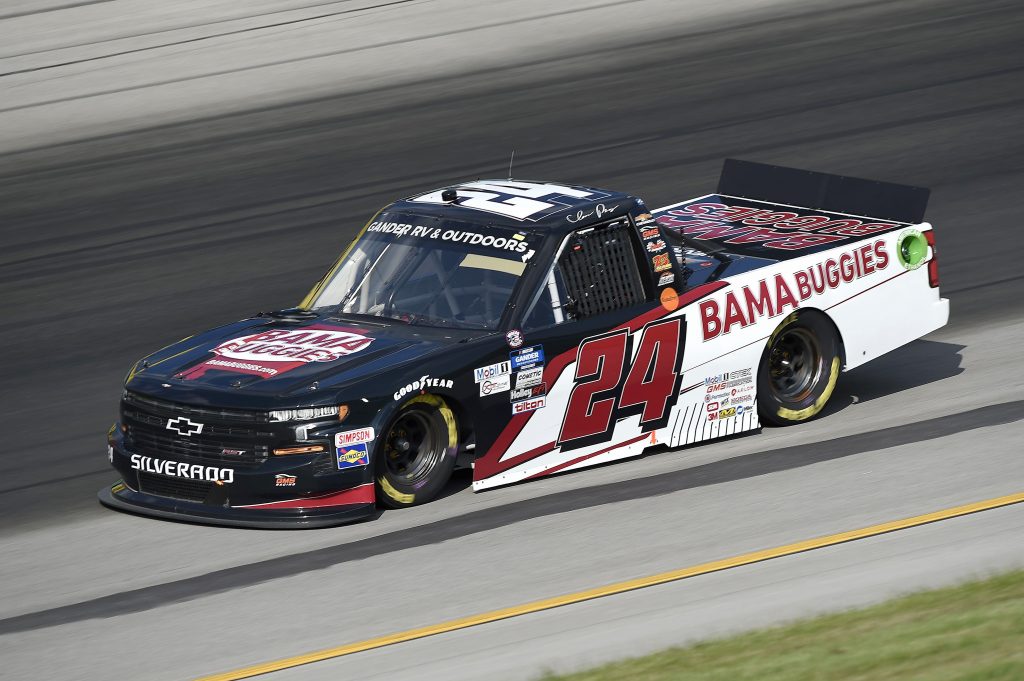 SPARTA, KENTUCKY - JULY 11: Chase Purdy, driver of the #24 BAMABUGGIES.com Chevrolet, drives during the NASCAR Gander RV & Outdoors Truck Series Buckle Up In Your Truck 225 at Kentucky Speedway on July 11, 2020 in Sparta, Kentucky. (Photo by Jared C. Tilton/Getty Images) | Getty Images