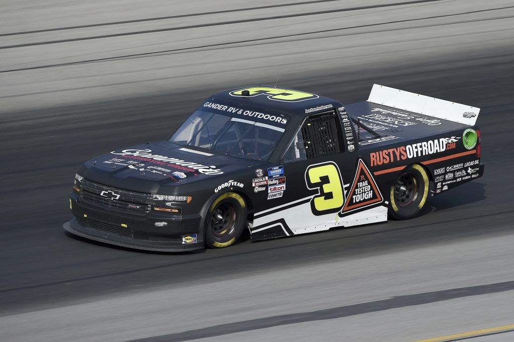 SPARTA, KENTUCKY - JULY 11: Jordan Anderson, driver of the #3 Bommarito.com/Rusty's Off Road Chevrolet, drives during the NASCAR Gander RV & Outdoors Truck Series Buckle Up In Your Truck 225 at Kentucky Speedway on July 11, 2020 in Sparta, Kentucky. (Photo by Jared C. Tilton/Getty Images) | Getty Images
