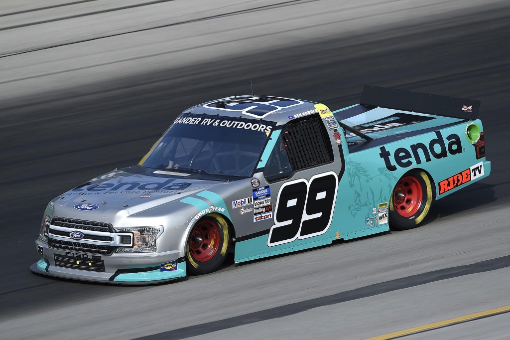 SPARTA, KENTUCKY - JULY 11: Ben Rhodes, driver of the #99 Tenda Ford, drives during the NASCAR Gander RV & Outdoors Truck Series Buckle Up In Your Truck 225 at Kentucky Speedway on July 11, 2020 in Sparta, Kentucky. (Photo by Jared C. Tilton/Getty Images) | Getty Images