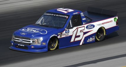 SPARTA, KENTUCKY - JULY 11: Tanner Gray, driver of the #15 Ford/Ford Performance Ford, drives during the NASCAR Gander RV & Outdoors Truck Series Buckle Up In Your Truck 225 at Kentucky Speedway on July 11, 2020 in Sparta, Kentucky. (Photo by Jared C. Tilton/Getty Images) | Getty Images