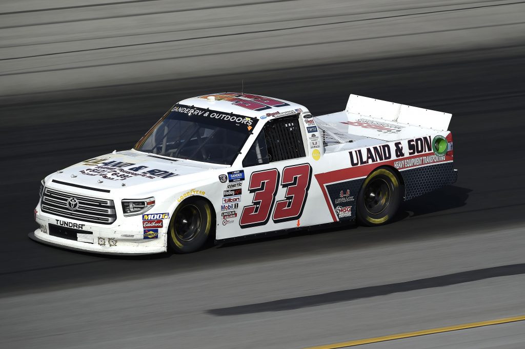 SPARTA, KENTUCKY - JULY 11: Bryant Barnhill, driver of the #33 Toyota, drives during the NASCAR Gander RV & Outdoors Truck Series Buckle Up In Your Truck 225 at Kentucky Speedway on July 11, 2020 in Sparta, Kentucky. (Photo by Jared C. Tilton/Getty Images) | Getty Images