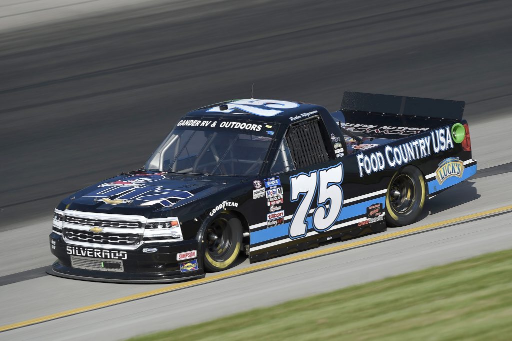 SPARTA, KENTUCKY - JULY 11: Parker Kligerman, driver of the #75 Food Country USA/UTZ Chips Chevrolet, drives during the NASCAR Gander RV & Outdoors Truck Series Buckle Up In Your Truck 225 at Kentucky Speedway on July 11, 2020 in Sparta, Kentucky. (Photo by Jared C. Tilton/Getty Images) | Getty Images
