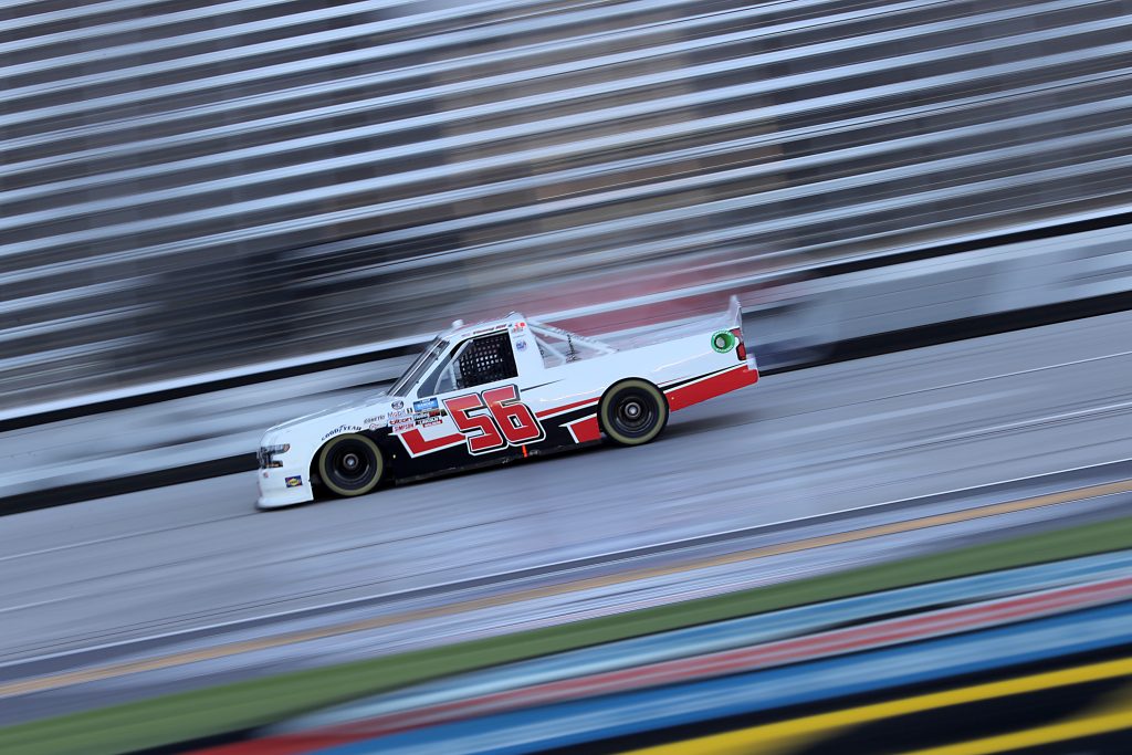 FORT WORTH, TEXAS - JULY 18: Timmy Hill, driver of the #56 Hill Motorsports Chevrolet, races during the NASCAR Gander RV & Outdoors Truck Series Vankor 350 at Texas Motor Speedway on July 18, 2020 in Fort Worth, Texas. (Photo by Chris Graythen/Getty Images) | Getty Images