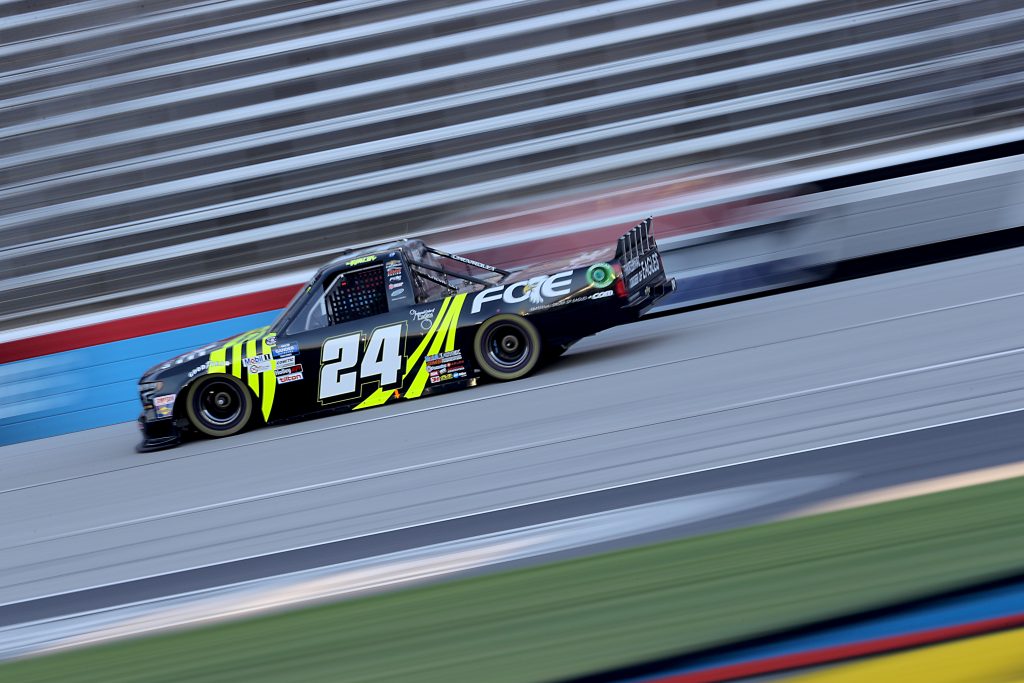 FORT WORTH, TEXAS - JULY 18: Justin Haley, driver of the #24 FOE Chevrolet, races during the NASCAR Gander RV & Outdoors Truck Series Vankor 350 at Texas Motor Speedway on July 18, 2020 in Fort Worth, Texas. (Photo by Chris Graythen/Getty Images) | Getty Images