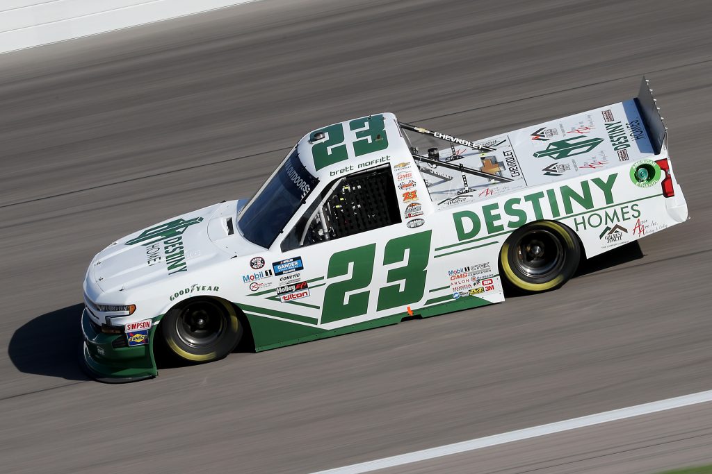 KANSAS CITY, KANSAS - JULY 24: Brett Moffitt, driver of the #23 Destiny Homes Chevrolet, drives during the NASCAR Gander RV & Outdoors Truck Series Kansas 200 at Kansas Speedway on July 24, 2020 in Kansas City, Kansas. (Photo by Jamie Squire/Getty Images) | Getty Images