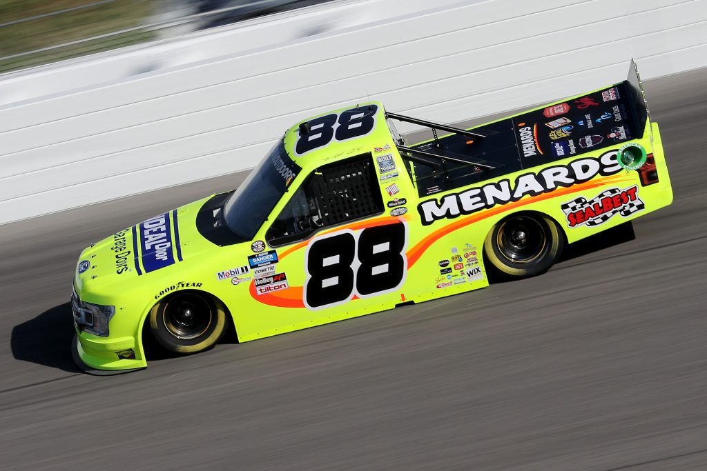 KANSAS CITY, KANSAS - JULY 24: Matt Crafton, driver of the #88 Ideal Door/Menards Ford, drives during the NASCAR Gander RV & Outdoors Truck Series Kansas 200 at Kansas Speedway on July 24, 2020 in Kansas City, Kansas. (Photo by Jamie Squire/Getty Images) | Getty Images
