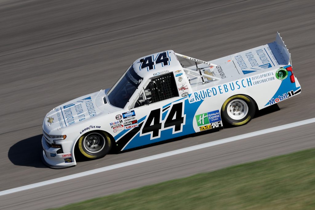 KANSAS CITY, KANSAS - JULY 24: Natalie Decker, driver of the #44 Ruedebusch Development Chevrolet, drives during the NASCAR Gander RV & Outdoors Truck Series Kansas 200 at Kansas Speedway on July 24, 2020 in Kansas City, Kansas. (Photo by Jamie Squire/Getty Images) | Getty Images