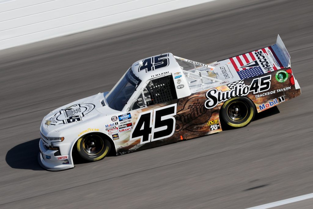KANSAS CITY, KANSAS - JULY 24: Ty Majeski, driver of the #45 Niece Chevrolet, drives during the NASCAR Gander RV & Outdoors Truck Series Kansas 200 at Kansas Speedway on July 24, 2020 in Kansas City, Kansas. (Photo by Jamie Squire/Getty Images) | Getty Images