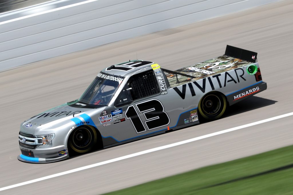 KANSAS CITY, KANSAS - JULY 25: Johnny Sauter, driver of the #13 Vivitar Ford, drives during the NASCAR Gander RV & Outdoors Truck Series e.p.t 200 at Kansas Speedway on July 25, 2020 in Kansas City, Kansas. (Photo by Jamie Squire/Getty Images) | Getty Images