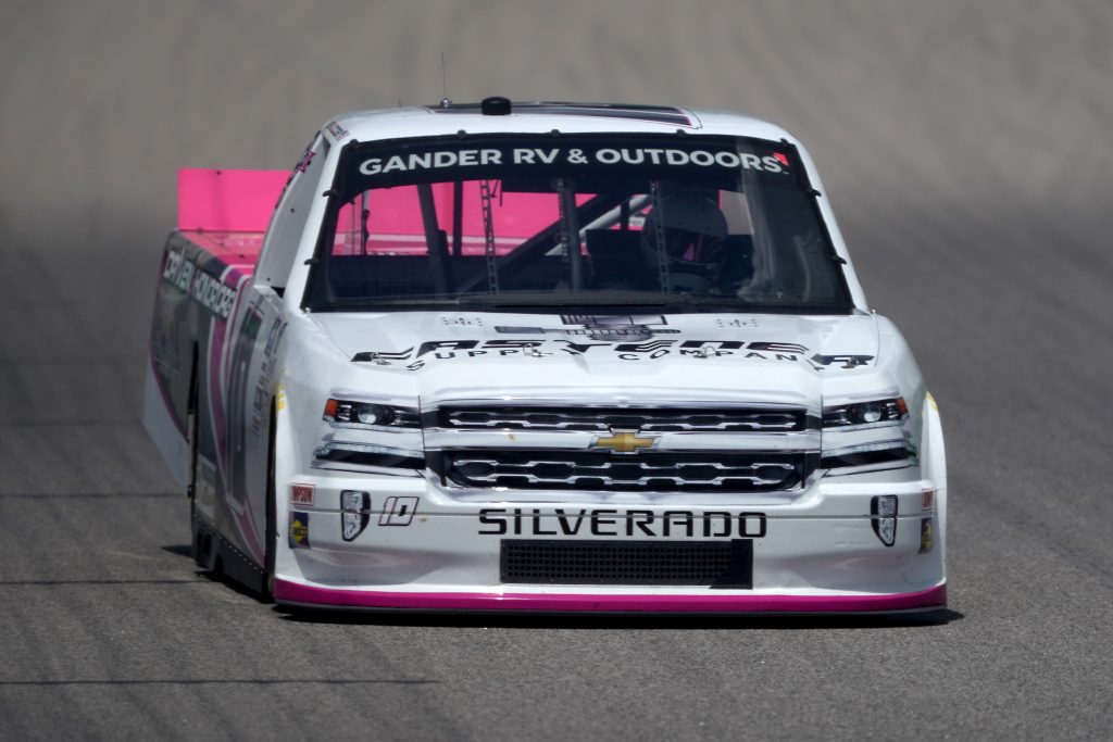 KANSAS CITY, KANSAS - JULY 25: Jennifer Jo Cobb, driver of the #10 Fastener Supply Company Chevrolet, drives during the NASCAR Gander RV & Outdoors Truck Series e.p.t 200 at Kansas Speedway on July 25, 2020 in Kansas City, Kansas. (Photo by Kyle Rivas/Getty Images) | Getty Images
