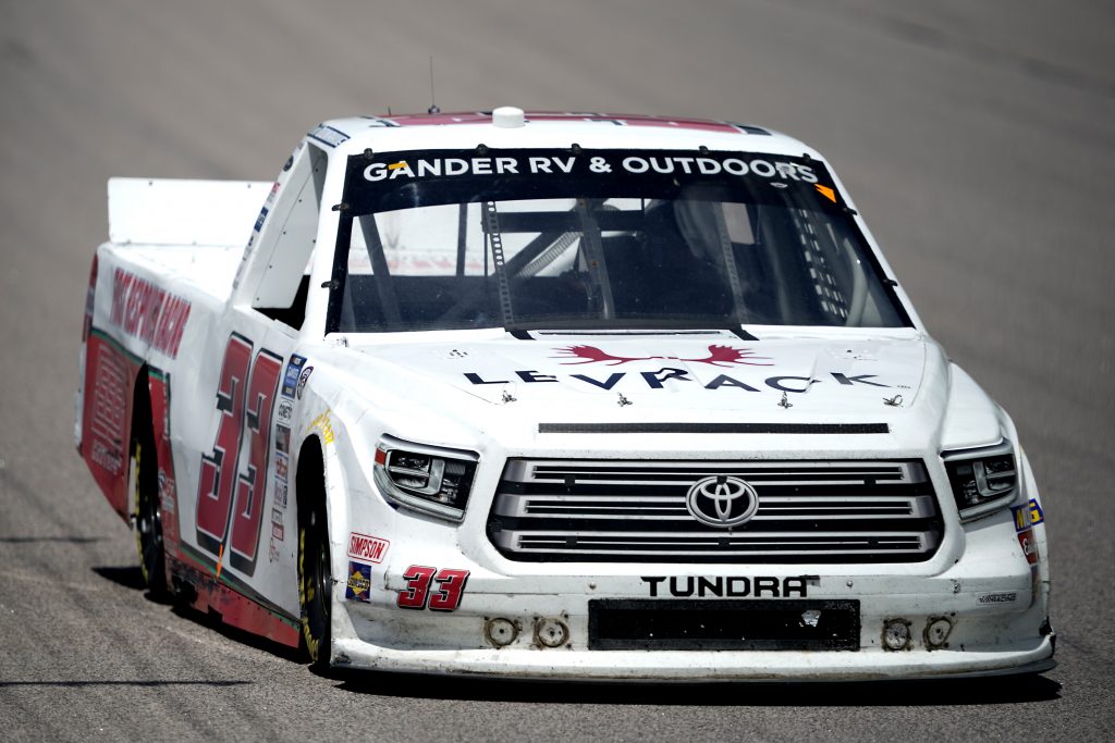 KANSAS CITY, KANSAS - JULY 25: Kevin Donahue, driver of the #33 First Responder Racing Toyota, drives during the NASCAR Gander RV & Outdoors Truck Series e.p.t 200 at Kansas Speedway on July 25, 2020 in Kansas City, Kansas. (Photo by Kyle Rivas/Getty Images) | Getty Images