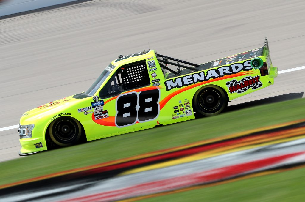 KANSAS CITY, KANSAS - JULY 25: Matt Crafton, driver of the #88 Ford, drives during the NASCAR Gander RV & Outdoors Truck Series e.p.t 200 at Kansas Speedway on July 25, 2020 in Kansas City, Kansas. (Photo by Jamie Squire/Getty Images) | Getty Images
