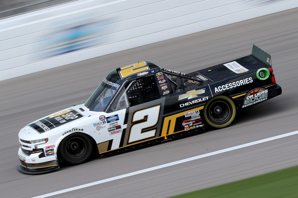 KANSAS CITY, KANSAS - JULY 25: Sheldon Creed, driver of the #2 Chevy Accessories Chevrolet, drives during the NASCAR Gander RV & Outdoors Truck Series e.p.t 200 at Kansas Speedway on July 25, 2020 in Kansas City, Kansas. (Photo by Jamie Squire/Getty Images) | Getty Images