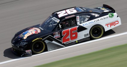 KANSAS CITY, KANSAS - JULY 25: Colin Garrett, driver of the #26 Rosie Network Toyota, drives during the NASCAR Xfinity Series Kansas Lottery 250 at Kansas Speedway on July 25, 2020 in Kansas City, Kansas. (Photo by Jamie Squire/Getty Images) | Getty Images