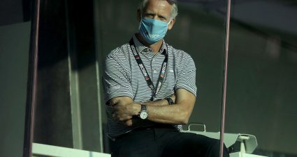 INDIANAPOLIS, INDIANA - JULY 05:  NASCAR president Steve Phelps looks on during the NASCAR Cup Series Big Machine Hand Sanitizer 400 Powered by Big Machine Records at Indianapolis Motor Speedway on July 05, 2020 in Indianapolis, Indiana. (Photo by Chris Graythen/Getty Images) | Getty Images