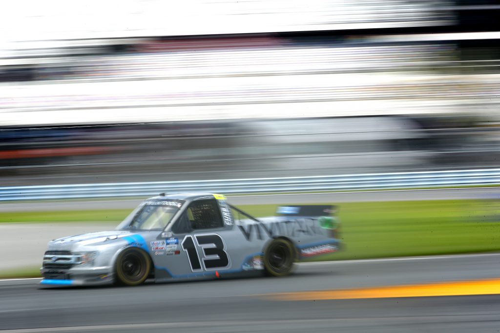 DAYTONA BEACH, FLORIDA - AUGUST 16: Johnny Sauter, driver of the #13 Vivitar Ford, drives during the NASCAR Gander RV & Outdoors Truck Series Sunoco 159 at Daytona International Speedway on August 16, 2020 in Daytona Beach, Florida. (Photo by Chris Graythen/Getty Images) | Getty Images