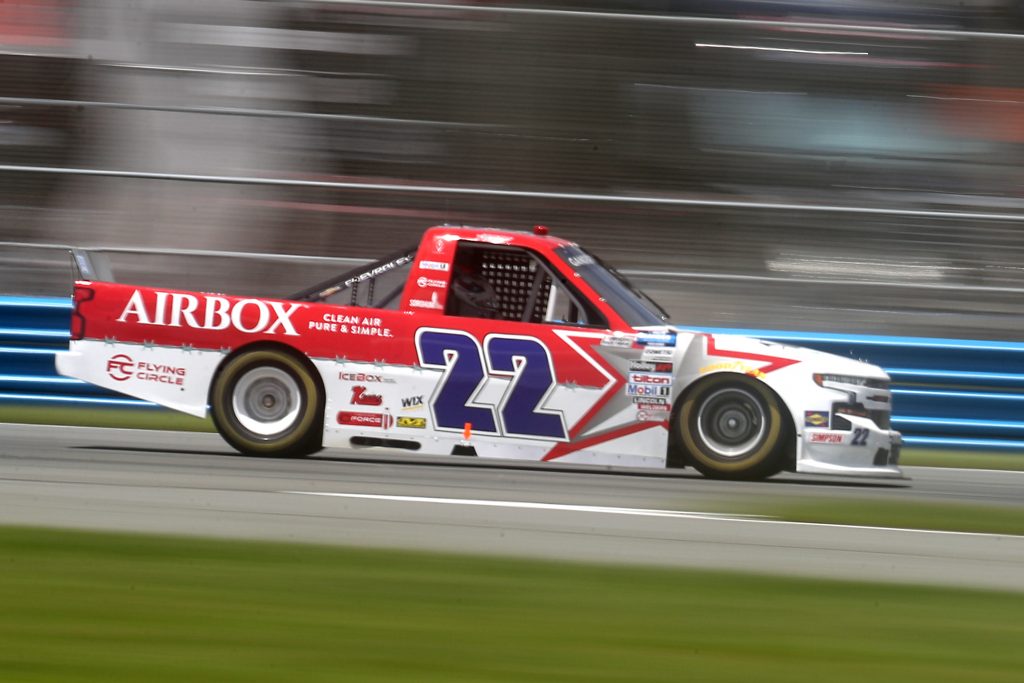 DAYTONA BEACH, FLORIDA - AUGUST 16: Austin Wayne Self, driver of the #22 AIRBOX Air Purifiers Chevrolet, drives during the NASCAR Gander RV & Outdoors Truck Series Sunoco 159 at Daytona International Speedway on August 16, 2020 in Daytona Beach, Florida. (Photo by Chris Graythen/Getty Images) | Getty Images