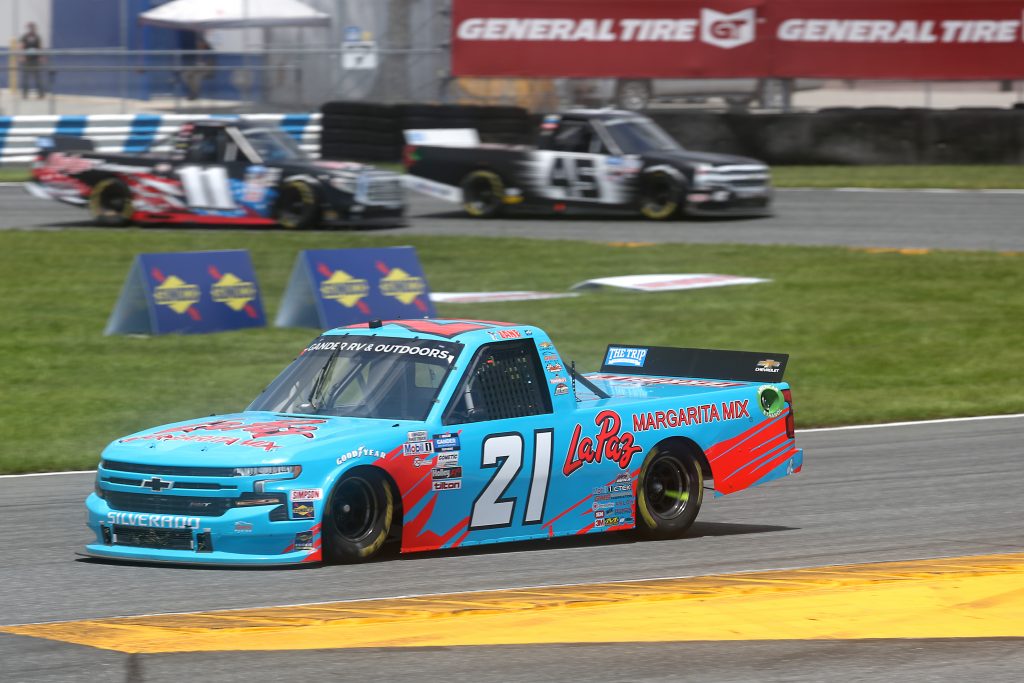 DAYTONA BEACH, FLORIDA - AUGUST 16: Zane Smith, driver of the #21 LaPaz Chevrolet, drives during the NASCAR Gander RV & Outdoors Truck Series Sunoco 159 at Daytona International Speedway on August 16, 2020 in Daytona Beach, Florida. (Photo by Chris Graythen/Getty Images) | Getty Images