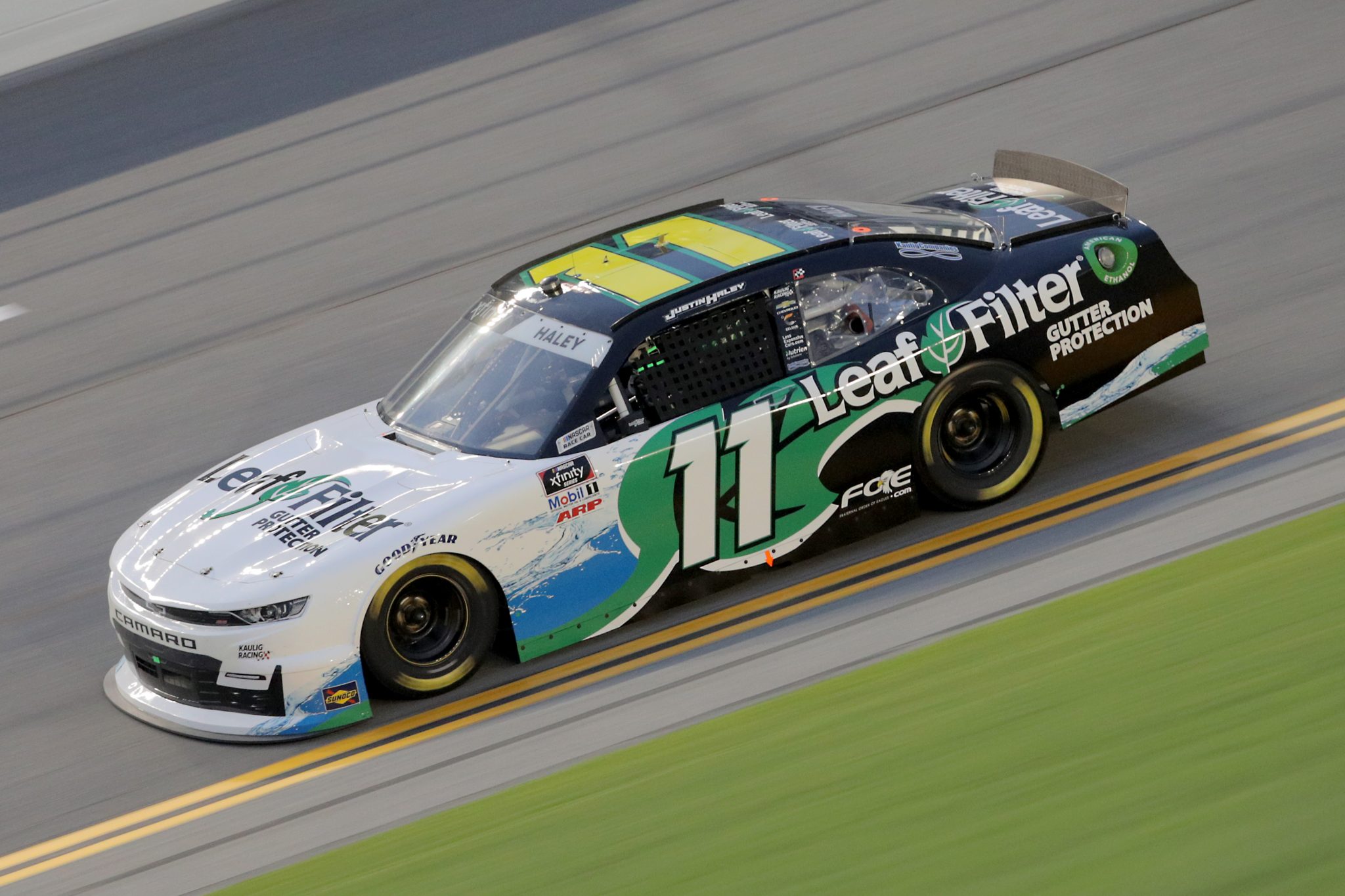DAYTONA BEACH, FLORIDA - AUGUST 28: Justin Haley, driver of the #11 LeafFilter Gutter Protection Chevrolet, drives during the NASCAR Xfinity Series Wawa 250 Powered by Coca-Cola at Daytona International Speedway on August 28, 2020 in Daytona Beach, Florida. (Photo by Chris Graythen/Getty Images) | Getty Images