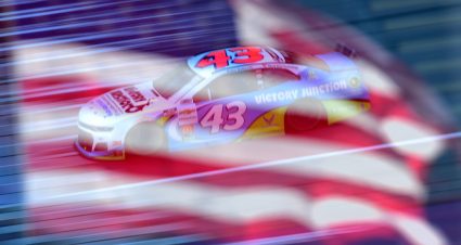 BROOKLYN, MICHIGAN - AUGUST 08:  (EDITORS NOTE: Image was captured using in camera double exposure)  Bubba Wallace, driver of the #43 Victory Junction Chevrolet, drives during the NASCAR Cup Series FireKeepers Casino 400 at Michigan International Speedway on August 08, 2020 in Brooklyn, Michigan. (Photo by Jared C. Tilton/Getty Images) | Getty Images