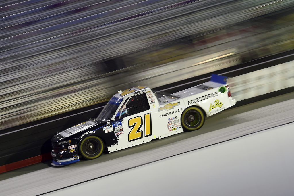 BRISTOL, TENNESSEE - SEPTEMBER 17: Zane Smith, driver of the #21 Chevy Accessories Chevrolet, drives during the NASCAR Gander RV & Outdoors Truck Series UNOH 200 presented by Ohio Logistics at Bristol Motor Speedway on September 17, 2020 in Bristol, Tennessee. (Photo by Jared C. Tilton/Getty Images) | Getty Images