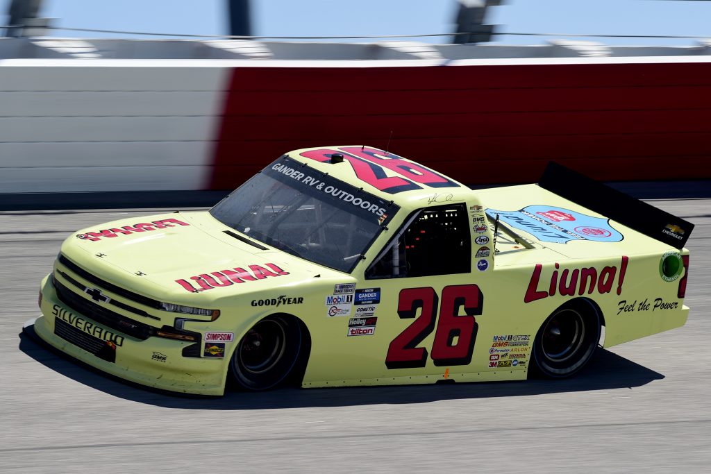DARLINGTON, SOUTH CAROLINA - SEPTEMBER 06: Tyler Ankrum, driver of the #26 LiUNA! Chevrolet, drives during the NASCAR Gander Outdoors Truck Series South Carolina Education Lottery 200 at Darlington Raceway on September 06, 2020 in Darlington, South Carolina. (Photo by Jared C. Tilton/Getty Images) | Getty Images