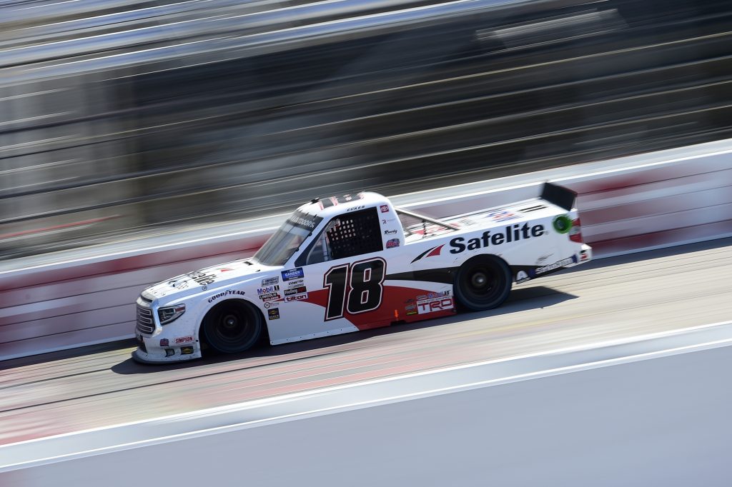 DARLINGTON, SOUTH CAROLINA - SEPTEMBER 06: Christian Eckes, driver of the #18 Safelite AutoGlass Toyota, drives during the NASCAR Gander Outdoors Truck Series South Carolina Education Lottery 200 at Darlington Raceway on September 06, 2020 in Darlington, South Carolina. (Photo by Jared C. Tilton/Getty Images) | Getty Images