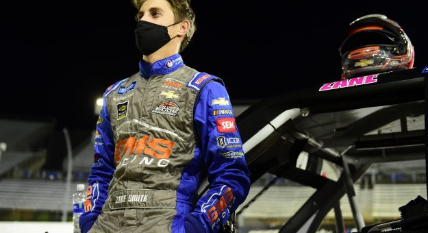MARTINSVILLE, VIRGINIA - OCTOBER 30: Zane Smith, driver of the #21 LaPaz/MRC Chevrolet, waits on the grid prior to the NASCAR Gander RV & Outdoors Truck Series NASCAR Hall of Fame 200 at Martinsville Speedway on October 30, 2020 in Martinsville, Virginia. (Photo by Jared C. Tilton/Getty Images) | Getty Images