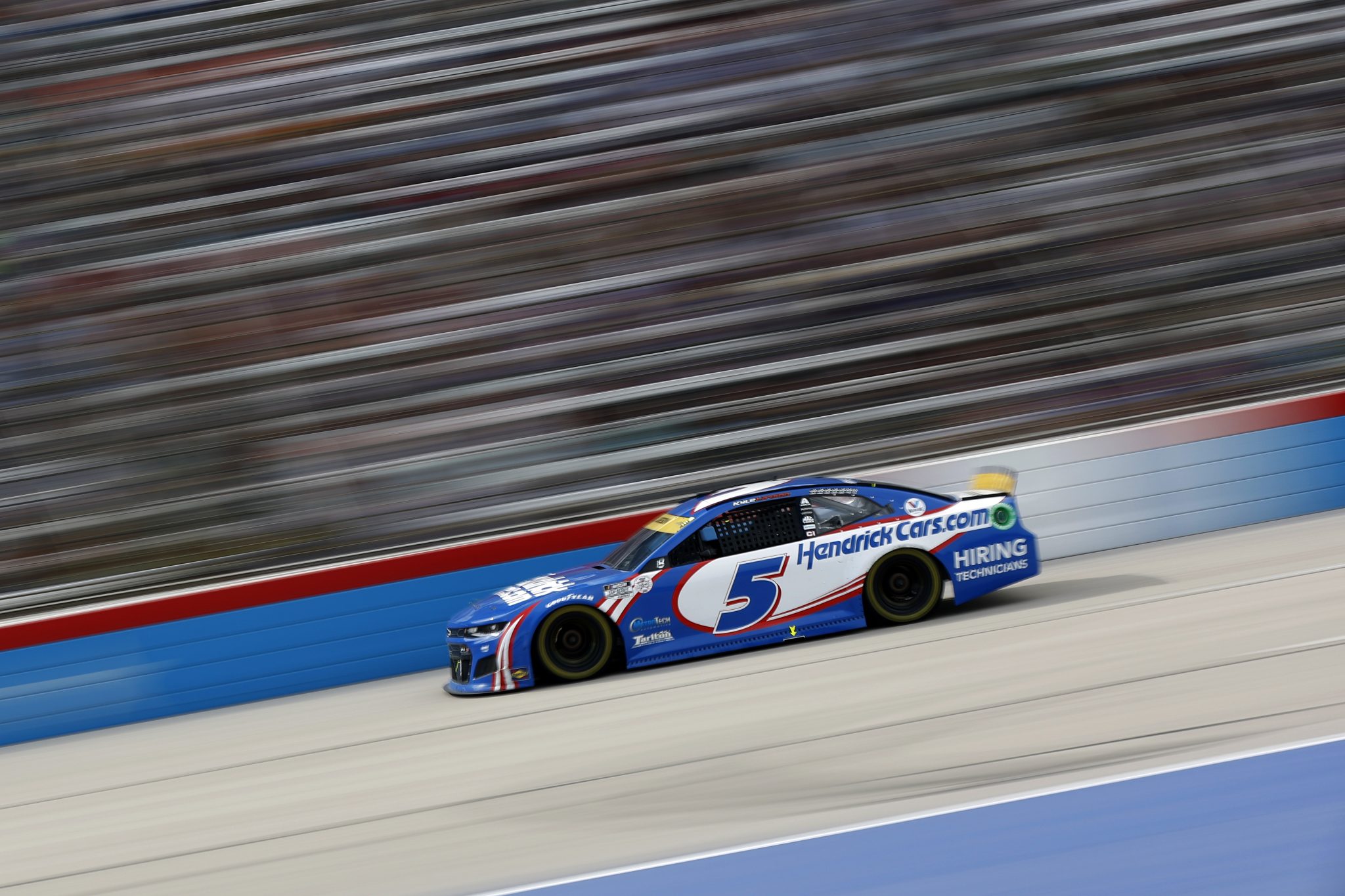 FORT WORTH, TEXAS - OCTOBER 17: Kyle Larson, driver of the #5 HendrickCars.com Chevrolet, drives during the NASCAR Cup Series Autotrader EchoPark Automotive 500 at Texas Motor Speedway on October 17, 2021 in Fort Worth, Texas. (Photo by Jared C. Tilton/Getty Images) | Getty Images