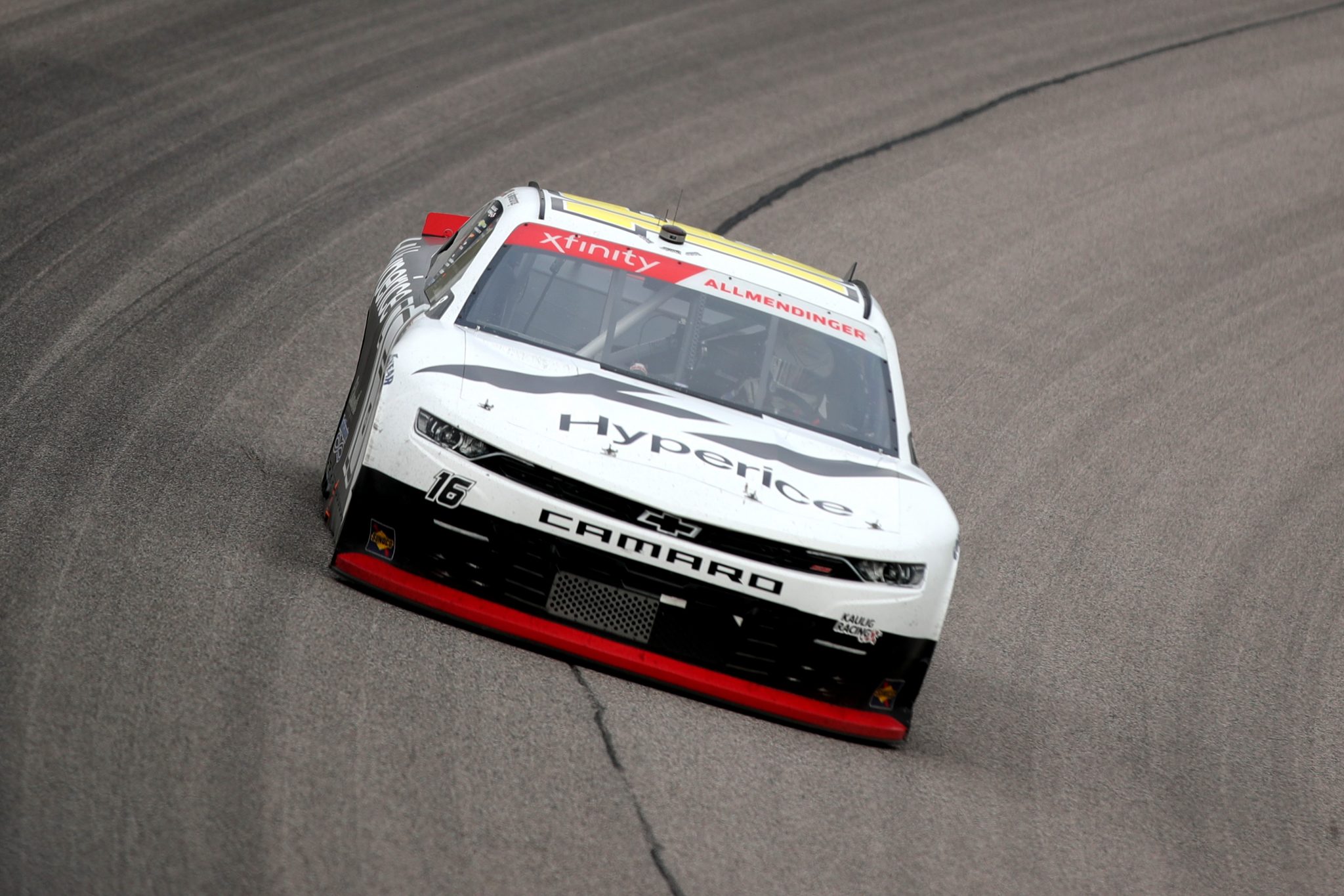KANSAS CITY, KANSAS - OCTOBER 23: AJ Allmendinger, driver of the #16 Hyperice Chevrolet, drives during the NASCAR Xfinity Series Kansas Lottery 300 at Kansas Speedway on October 23, 2021 in Kansas City, Kansas. (Photo by Meg Oliphant/Getty Images) | Getty Images