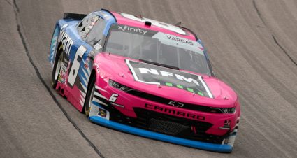 KANSAS CITY, KANSAS - OCTOBER 23: Ryan Vargas, driver of the #6 Swann Communications Chevrolet, drives during the NASCAR Xfinity Series Kansas Lottery 300 at Kansas Speedway on October 23, 2021 in Kansas City, Kansas. (Photo by Meg Oliphant/Getty Images) | Getty Images