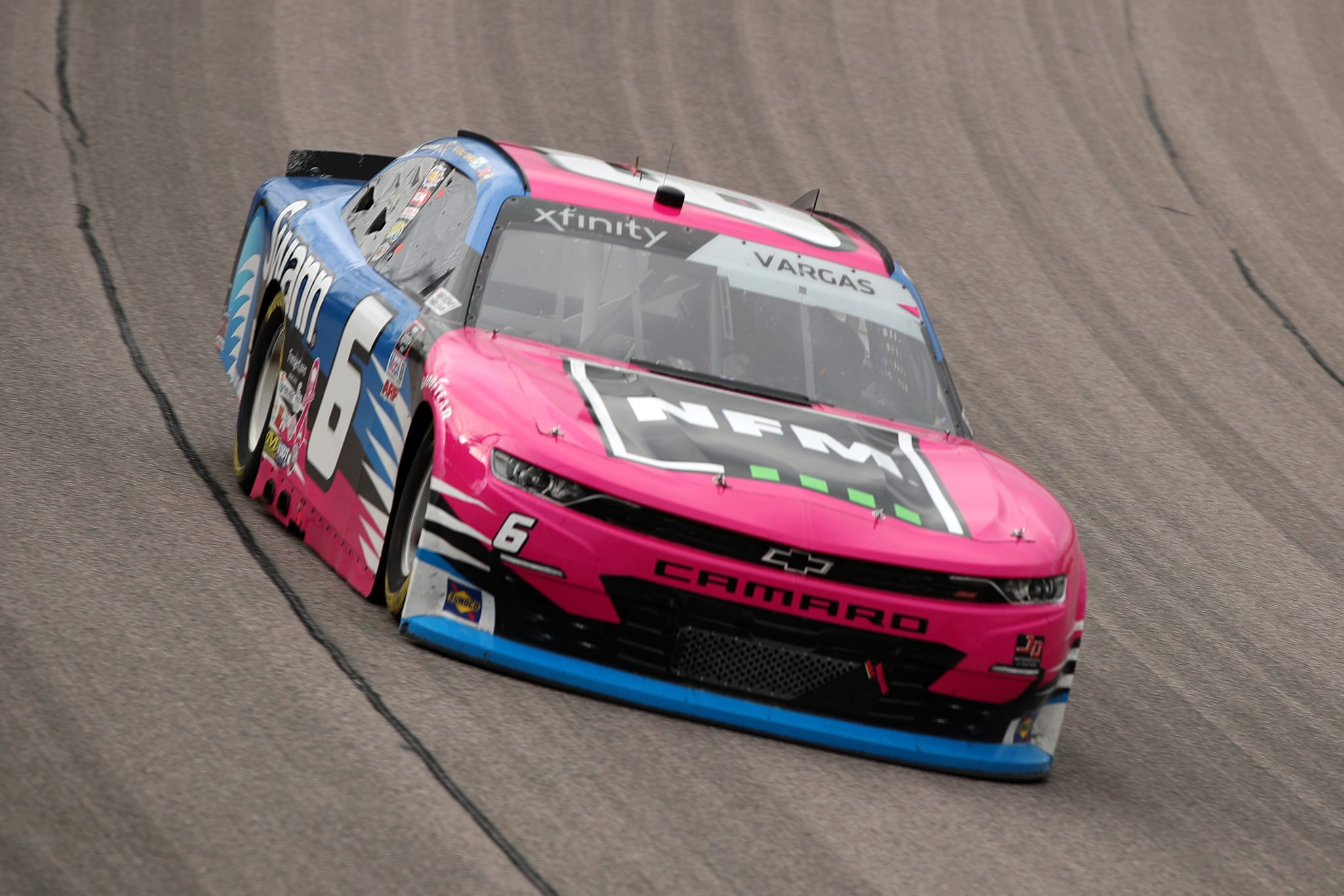 KANSAS CITY, KANSAS - OCTOBER 23: Ryan Vargas, driver of the #6 Swann Communications Chevrolet, drives during the NASCAR Xfinity Series Kansas Lottery 300 at Kansas Speedway on October 23, 2021 in Kansas City, Kansas. (Photo by Meg Oliphant/Getty Images) | Getty Images