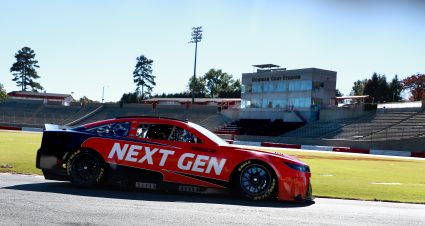 WINSTON SALEM, NORTH CAROLINA - OCTOBER 26: Clint Bowyer drives the NASCAR Next Gen car around the track at Bowman Gray Stadium during a testing session on October 26, 2021 in Winston Salem, North Carolina. (Photo by Grant Halverson/Getty Images) | Getty Images