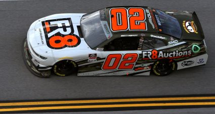 TALLADEGA, ALABAMA - OCTOBER 02: Brett Moffitt, driver of the #02 Fr8Auctions Chevrolet, drives during the NASCAR Xfinity Series Sparks 300 at Talladega Superspeedway on October 02, 2021 in Talladega, Alabama. (Photo by Sean Gardner/Getty Images) | Getty Images