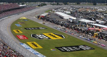 TALLADEGA, ALABAMA - OCTOBER 03: A general view of the track during a rain delay prior to the NASCAR Cup Series YellaWood 500 at Talladega Superspeedway on October 03, 2021 in Talladega, Alabama. (Photo by Brian Lawdermilk/Getty Images) | Getty Images