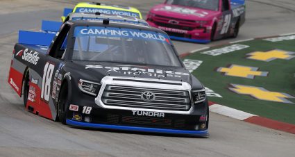 MARTINSVILLE, VIRGINIA - OCTOBER 30: Chandler Smith, driver of the #18 Safelite AutoGlass Toyota, drives during the NASCAR Camping World Truck Series United Rentals 200 at Martinsville Speedway on October 30, 2021 in Martinsville, Virginia. (Photo by Brian Lawdermilk/Getty Images) | Getty Images