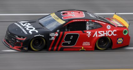 TALLADEGA, ALABAMA - OCTOBER 04: Chase Elliott, driver of the #9 Adrenaline Shoc Chevrolet, drives during the NASCAR Cup Series YellaWood 500 at Talladega Superspeedway on October 04, 2021 in Talladega, Alabama. (Photo by Chris Graythen/Getty Images) | Getty Images