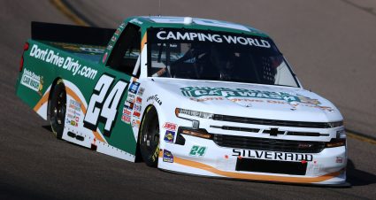 AVONDALE, ARIZONA - NOVEMBER 05: Jack Wood, driver of the #24 Quick Quack Car Wash Chevrolet, drives during qualifying for the NASCAR Camping World Truck Series Lucas Oil 150 at Phoenix Raceway on November 05, 2021 in Avondale, Arizona. (Photo by Christian Petersen/Getty Images) | Getty Images