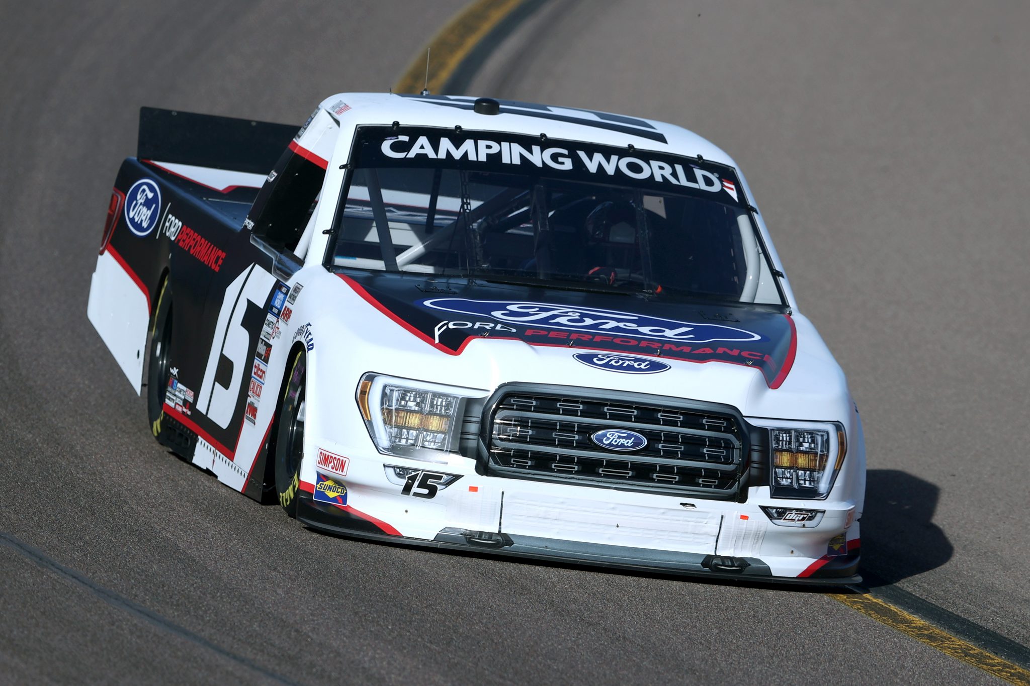AVONDALE, ARIZONA - NOVEMBER 05: Tanner Gray, driver of the #15 Ford Performance Ford, drives during qualifying for the NASCAR Camping World Truck Series Lucas Oil 150 at Phoenix Raceway on November 05, 2021 in Avondale, Arizona. (Photo by Christian Petersen/Getty Images) | Getty Images