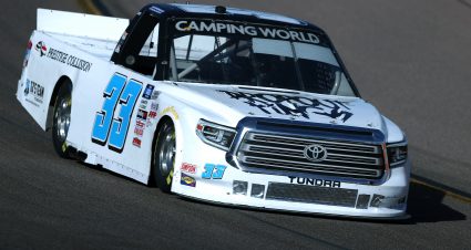 AVONDALE, ARIZONA - NOVEMBER 05: Chris Hacker, driver of the #33 Dropout Kings Toyota, drives during qualifying for the NASCAR Camping World Truck Series Lucas Oil 150 at Phoenix Raceway on November 05, 2021 in Avondale, Arizona. (Photo by Christian Petersen/Getty Images) | Getty Images