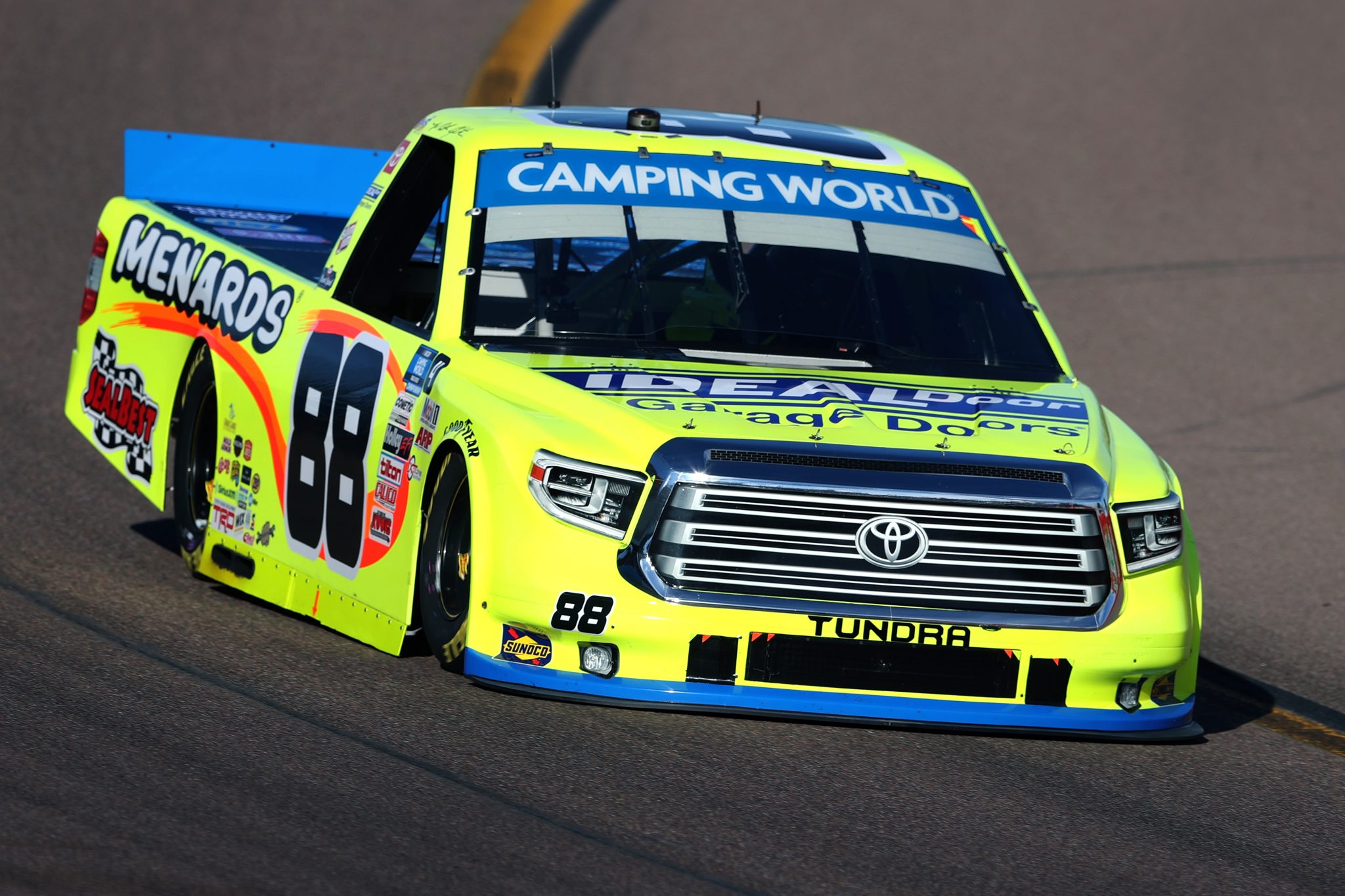 AVONDALE, ARIZONA - NOVEMBER 05: Matt Crafton, driver of the #88 Ideal Door/Menards Toyota, drives during qualifying for the NASCAR Camping World Truck Series Lucas Oil 150 at Phoenix Raceway on November 05, 2021 in Avondale, Arizona. (Photo by Christian Petersen/Getty Images) | Getty Images