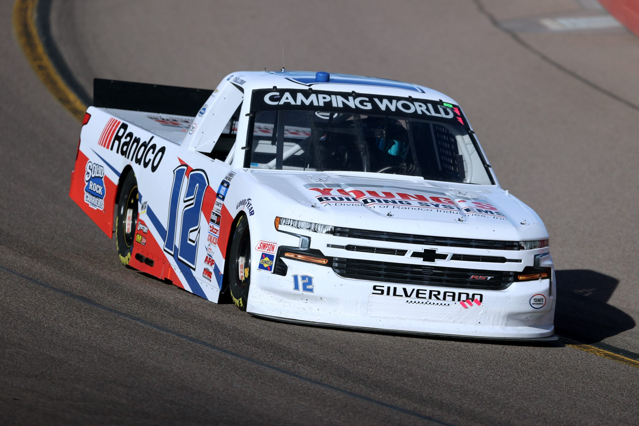 AVONDALE, ARIZONA - NOVEMBER 05: Tate Fogleman, driver of the #12 RANDCO Industries Chevrolet, drives during qualifying for the NASCAR Camping World Truck Series Lucas Oil 150 at Phoenix Raceway on November 05, 2021 in Avondale, Arizona. (Photo by Christian Petersen/Getty Images) | Getty Images