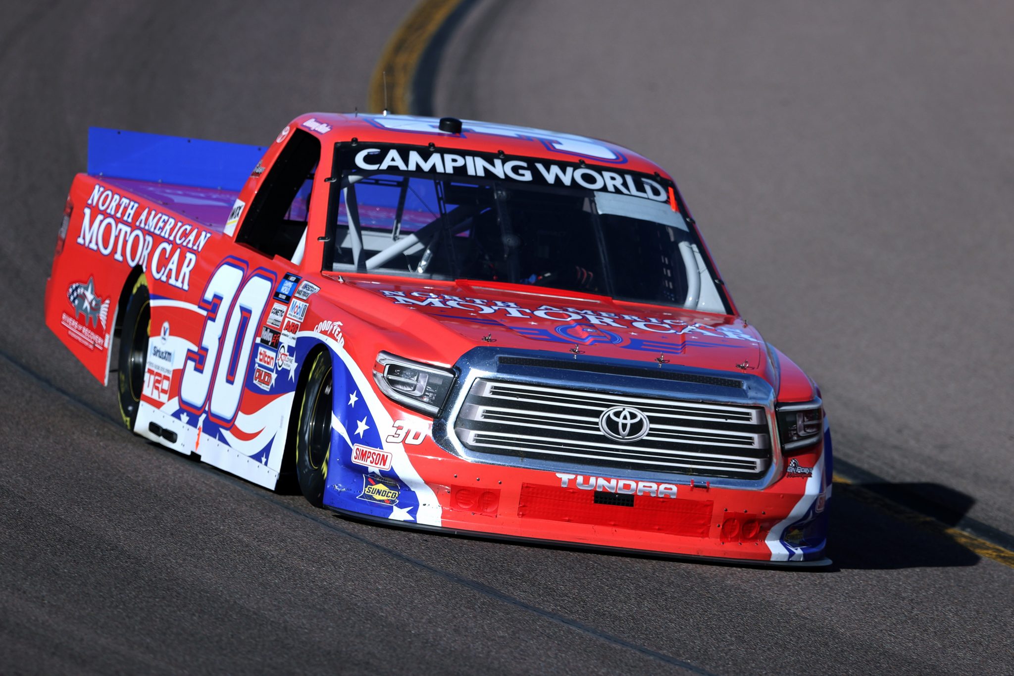 AVONDALE, ARIZONA - NOVEMBER 05: Danny Bohn, driver of the #30 North American Motor Car Toyota, drives during qualifying for the NASCAR Camping World Truck Series Lucas Oil 150 at Phoenix Raceway on November 05, 2021 in Avondale, Arizona. (Photo by Christian Petersen/Getty Images) | Getty Images