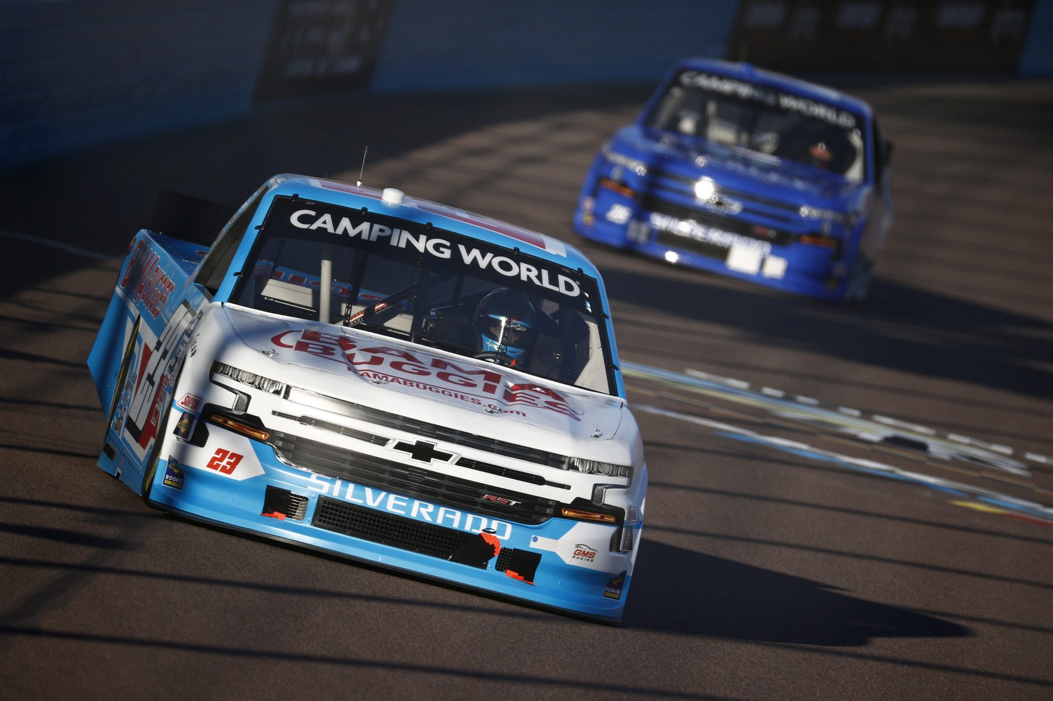 AVONDALE, ARIZONA - NOVEMBER 05: Chase Purdy, driver of the #23 BamaBuggies.com Chevrolet, drives during practice for the NASCAR Camping World Truck Series Lucas Oil 150 at Phoenix Raceway on November 05, 2021 in Avondale, Arizona. (Photo by Jared C. Tilton/Getty Images) | Getty Images