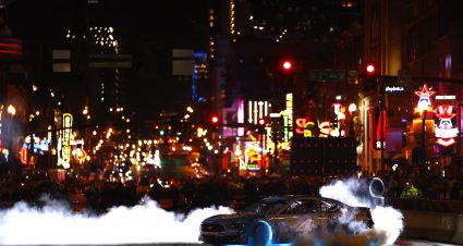 NASHVILLE, TENNESSEE - DECEMBER 01:  Kevin Harvick, driver of the #4 NASCAR Cup Series Ford performs a burnout during the Burnouts on Broadway December 01, 2021 in Nashville, Tennessee. (Photo by Jared C. Tilton/Getty Images) | Getty Images