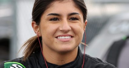 KNOXVILLE, IOWA - JULY 09: Hailie Deegan, driver of the #1 Toter/Engine Ice Ford,waits on the grid during qualifying for the NASCAR Camping World Truck Series Corn Belt 150 presented by Premier Chevy Dealers at Knoxville Raceway on July 09, 2021 in Knoxville, Iowa. (Photo by James Gilbert/Getty Images) | Getty Images