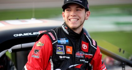 LAS VEGAS, NEVADA - SEPTEMBER 24: Chandler Smith, driver of the #18 Safelite AutoGlass Toyota, waits on the grid prior to the NASCAR Camping World Truck Series Victoria's Voice Foundation 200 presented by Westgate Resorts at Las Vegas Motor Speedway on September 24, 2021 in Las Vegas, Nevada. (Photo by Chris Graythen/Getty Images) | Getty Images