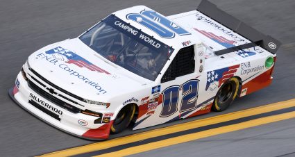 DAYTONA BEACH, FLORIDA - FEBRUARY 11: Kris Wright, driver of the #02 First National Bank Chevrolet,  practices for the NASCAR Camping World Truck Series NextEra Energy 250 at Daytona International Speedway on February 11, 2021 in Daytona Beach, Florida. (Photo by Jared C. Tilton/Getty Images) | Getty Images